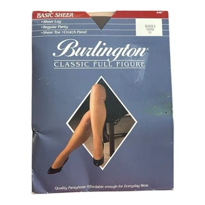 Burlington Pantyhose Classic Full Figure Queen 3 Coffee I23 - Picture 1 of 2