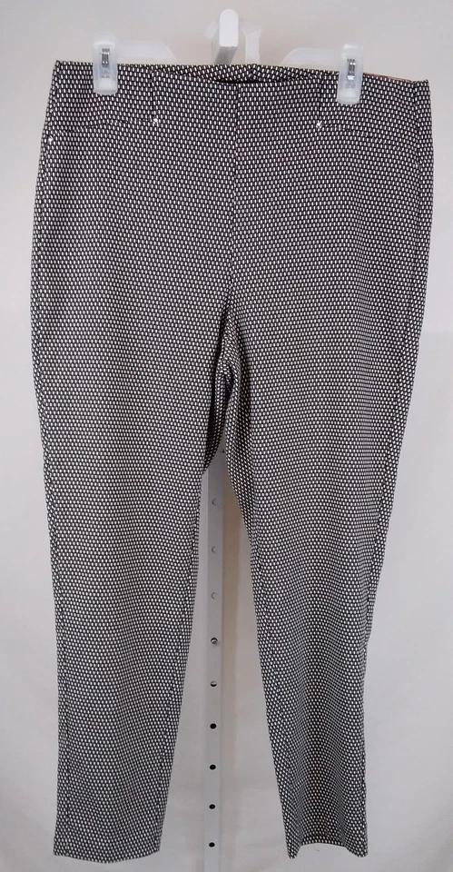 Rafaella Women's Comfort Slim Ankle Pull on Pants Black & White Print Size 14