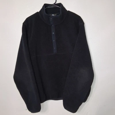 Suéter LL Bean Para Hombres Mediano Regular Negro 1/4 Pullover a Presión Polar M-Reg 0WY40 Foto 1 de 4