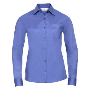 Russell Collection Camisa de manga larga de popelín y poliéster/algodón (BC1026) - Imagen 1 de 3