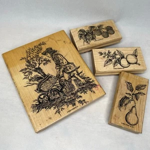 Stampin' Up Wood Stamps Farm Garden Fruits 2001 2003 Set - Picture 1 of 10