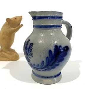 Vtg M Schilz Pottery Germany - PITCHER JUG 360ml (12oz) Salt Glazed Blue & Grey  - Picture 1 of 8