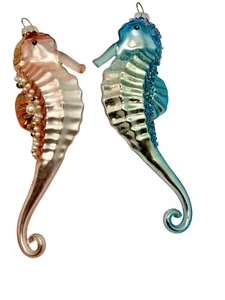 Adorno de caballito de mar de vidrio, cuentas, joyas y brillo 6 pulgadas colores a tu elección - Imagen 1 de 13