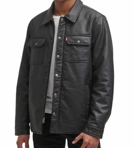 Chaqueta negra de cuero sintético forrada Sherpa de Levi's para hombre ~ NUEVA ~ M mediana - Imagen 1 de 5