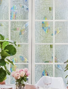 Geometric Opaque Glass Sticker Waterproof Privacy Window Shower Door Sticker - Picture 1 of 4