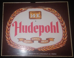 Hudepohl Beer Window Sticker c1970s? Cincinnati OH ~3.5 x 4" Unused Nice! - Picture 1 of 2