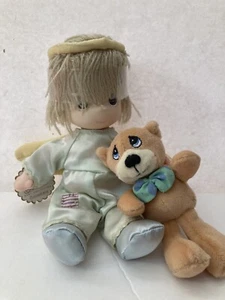Precious Moments Baby Collection Luv n’ Care Limited Edition Angel Boy w/Teddy - Picture 1 of 11