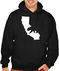 New Men's California Map Bear Black Hoodie Cali West Coast Graphic Sweater V168