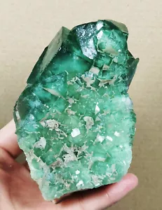 Cubo verde transparente de partículas más grandes raras muestra mineral de cristal de fluorita - Imagen 1 de 11