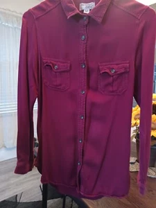 Western long sleeve red women's button up shirt, Medium - Picture 1 of 6