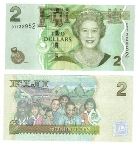 Billete de 2 dólares Fiji P109b 2011 UNC QEII Reina Isabel II - Imagen 1 de 1