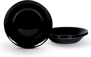 32 Oz Large Opal Glass Black Bowl Set of 4 -9.5" Round Shallow Serving Bowl -NEW - Picture 1 of 6