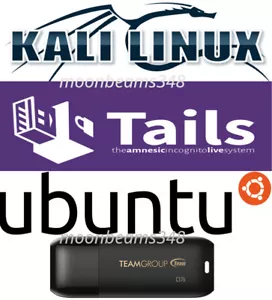 Tails 6.3 Kali 2024.1 Ubuntu 24.04 Multiboot 32 Gb FAST 3.2 Live USB Linux - Picture 1 of 10