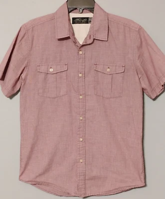 Retrofit Button Shirt Mens S Small 2 Pockets Burgundy White Short Sleeves - Image 1 of 4