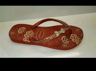 Women's Havaianas Red colour customized hand made UK size 4 - Image 1 of 3