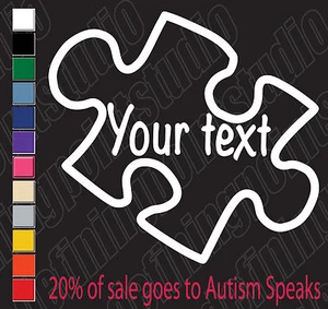 Customizable text Autism Puzzle piece decal sticker vinyl window/laptop/car - Picture 1 of 9