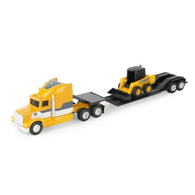 TBEK37382 John Deere ERTL 1/64 Yellow Farm Semi with Skid Loader New Design - Image 1 of 2