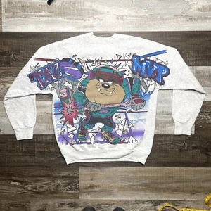 Vintage Taz MVP Hockey Pullover Sweatshirt Looney Tunes 1994 Warner Bros Freeze - Picture 1 of 9