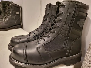 HARLEY-DAVIDSON FOOTWEAR Men's Black Leather Motorcycle Boots Size 9M 8UK 42EUR - Picture 1 of 11