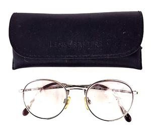 Lens Crafters Vintage Gold Eyeglasses Frames Round University Student Italy Made - Picture 1 of 11