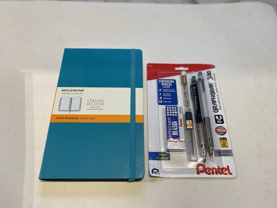 Темно-синий Молескин правил ноутбука с подкладкой журнал, жесткий чехол, с карандашами новый - Изображение 1 из 1