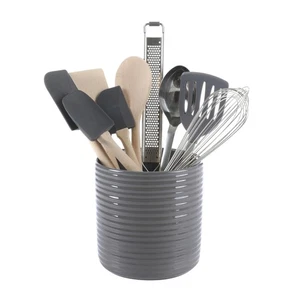 10 Piece Tools And Gadget Set W/ceramic Crock Grey - Picture 1 of 5