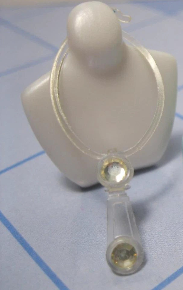 Vintage Accessory 1980s Barbie Doll SUPERSTAR Drop NECKLACE FAUX CRYSTAL JEWELRY - Image 1 of 1