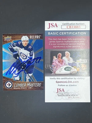 Nikolaj Ehlers Firmado 2023-24 Cubierta Superior Allure Lumber Masters IP Auto JSA Jets Foto 1 de 2