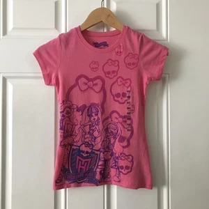 Y2K Monster High Mattel Pink Glitter T Shirt Girls L Academia - Picture 1 of 7