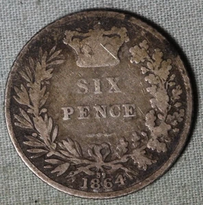 GREAT BRITAIN 1864 SILVER 6 PENCE ~ VICTORIA ~99 ¢ Tracked shipping - Bild 1 von 2