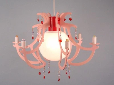 LED Hängelampe Kinderzimmer rosa LED Kinderzimmerleuchte Kronleuchter ROSATA - Bild 1 von 4