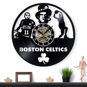 Boston Celtics Vinyl Wall Clock Gift Surprise Ideas Friends Birthdays Decor - Picture 1 of 5