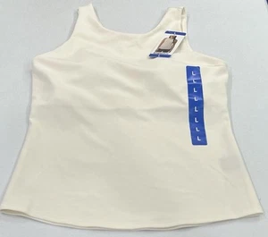 32 Degrees Cool Women's Soft Ribbed Fabric with Built-In-Bra Top, Cream, Size L - Picture 1 of 3