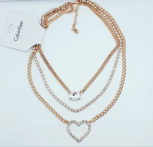 Collar colgante llamativo de cadena chapada en oro y cristal de Calvin Klein - Imagen 1 de 8