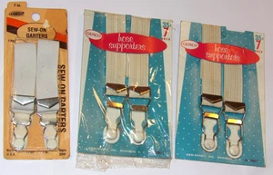 3 VINTAGE PAIR SEW ON GARTERS/HOSE SUPPORTERS! 7"! UNUSED IN PACKAGES! NOS! - Picture 1 of 6