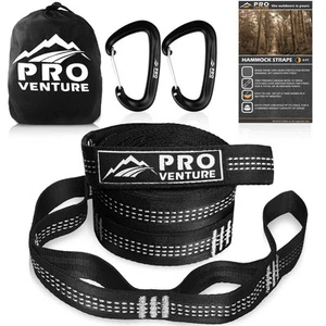 Pro Hammock Tree Straps with CARABINERS – 400LB Rated (1200LB Tested), - Picture 1 of 7