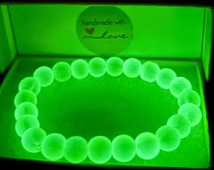 Luminous Jewelry Glow In The Dark 8mm Glass Beaded Bracelet handmade-stretchy🌟 - Picture 1 of 2