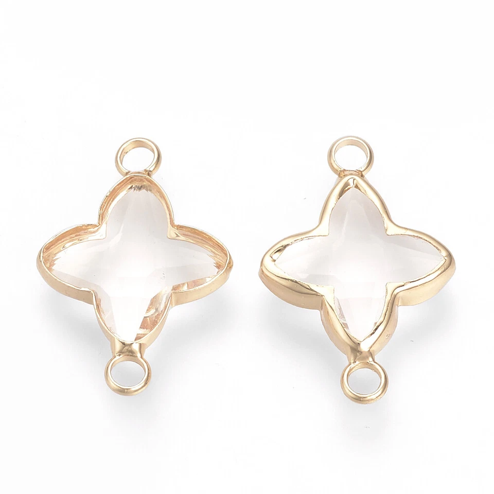 100 conectores cruzados de eslabones de estrella de vidrio transparente sin níquel 21x14x3 mm Foto 1 de 1