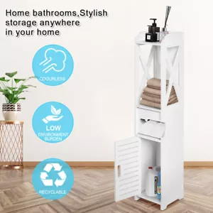 80cm Bathroom Cabinet Storage Shelf Toilet Tissue Cupboard Laundry Holder Rack - Picture 1 of 12