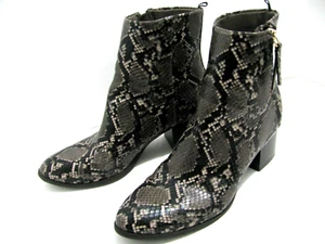 Old Navy Boots Womens 7 Ankle Booties Gray Leather Pointed Side Zip Snake Print - Picture 1 of 6