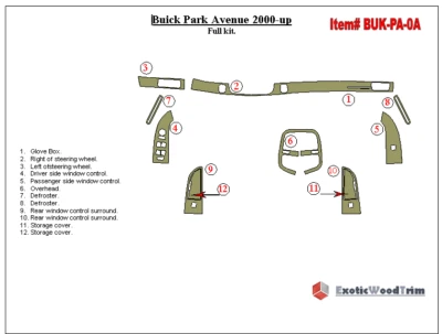 KIT DE MOLDURAS DE TABLERO DE MADERA DE ALUMINIO CARBONO ABS PARA BUICK PARK AVENUE 2000 - 2005 JUEGO NUEVO Foto 1 de 4