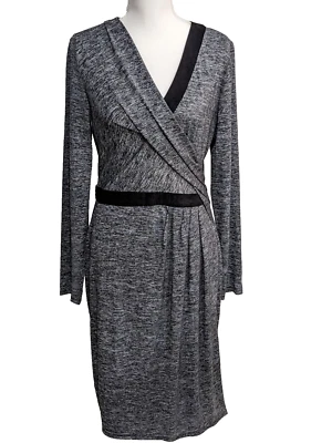 NWT Adrianna Papell Women's Gray Black Long Sleeve Sheath Dress Size Large - Image 1 of 4