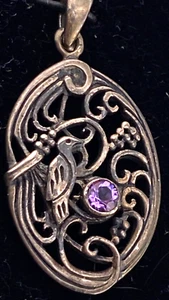 Gorgeous Victorian Bird with Amethyst & Sterling Silver Pendant 004-206 - Picture 1 of 9
