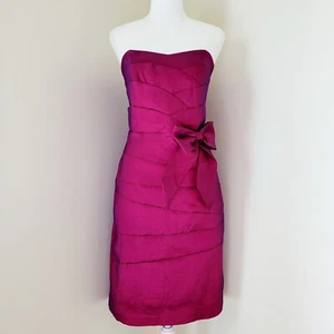 Events Formal Dress Size 12 New Dark Pink Sleeveless Bow Metallic Taffeta - Picture 1 of 10