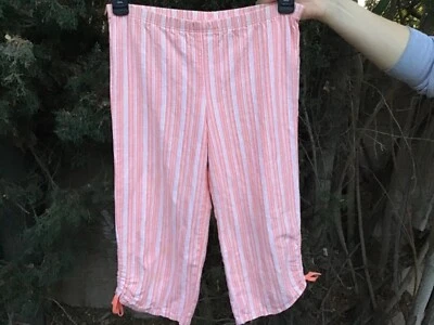 PANTALÓN NIÑA TALLA 5 AÑOS NARANJA/BLANCO RAYAS LINO ALGODÓN EXCLUSIVO DE DECORACIÓN Foto 1 de 4