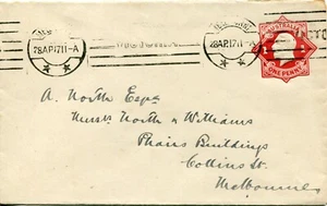 1916-1922 1d Red King George V 'Star' Embossed - Postal Stationery Envelope PTPO - Imagen 1 de 2