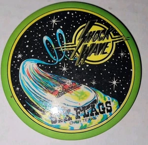 Shock Wave Six Flags Over Texas Steel Roller Coaster Souvenir Vintage Button Pin - Picture 1 of 5