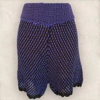 Zara Womens Black Purple High Waisted Cotton Mix Crochet Shorts Size S UK 10 NWT - Image 1 of 3