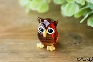 Hecho a mano Marrón Pequeño Vidrio Búho Brillo Jardín Decoración Adorno Regalo Terrario - Imagen 1 de 6