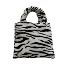 Plush Striped Bag Leopard Print Clutch Bag Plush Cow Pattern Handbag